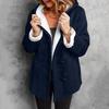 Women's Button Suede Long Windbreaker Coat Warm Long Sleeve Jacket Hooded Coat