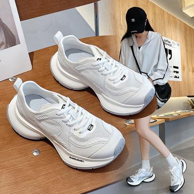 Dad Shoes Dames Zomer Nieuwe Ademende Mesh Dunne Sneakers Koppels Platform Casual Witte Schoenen Heren