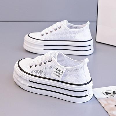 Nuove Scarpe Casual da Donna in Pizzo Moda Scarpe con Zeppa in Tela Estive Traspiranti Versatili Scarpe Piatte da Donna Tenis Mujer