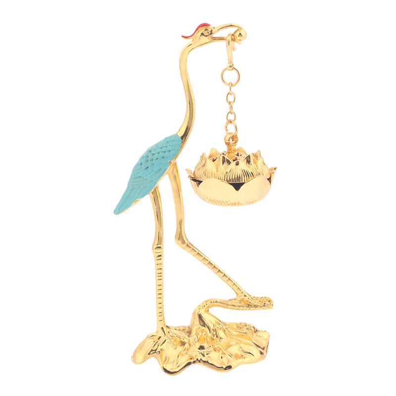 Crane Incense Burner Holder Stove Lotus Incense Burner Antique Alloy Lotus Hanging Stove Tea Ceremony Craft Household Decoration