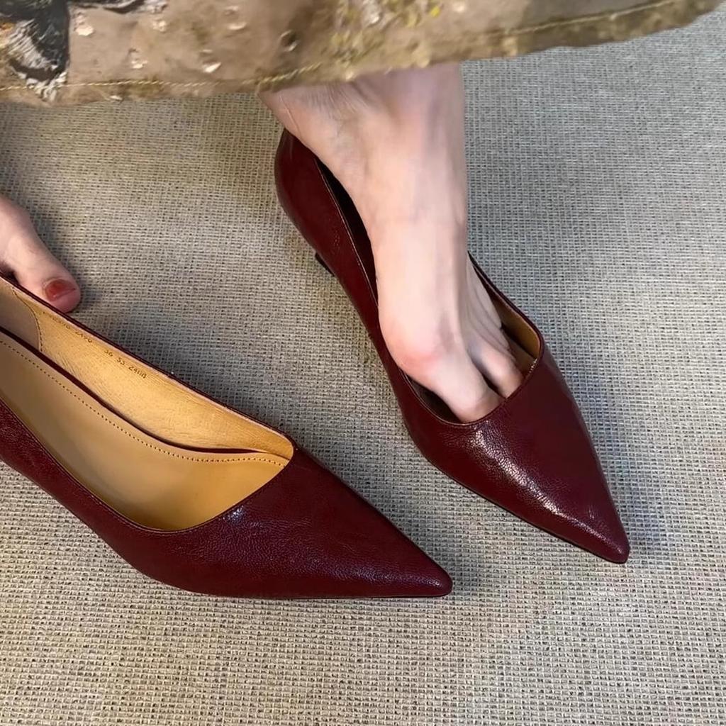 Commuter Black Versatile High Heels Women's Pointed Head Shallow Mouth One Pedal Professional Mary Jane Single Shoes