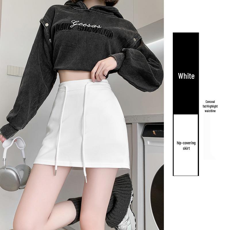 

Женская мини-юбка А-силуэта для йоги, облегающая бедра, с эластичной талией - Весна/Лето 2025, Защита от просвечивания, Слим-фит, Универсальный американский стиль. 4XL белый