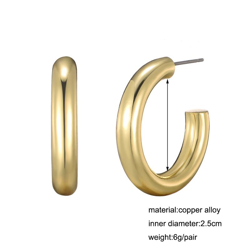 Classic Copper Alloy Smooth Gold Color Hoop Earrings For Women Girls Daily Earrings Oval Rectangle Shape Simple Fashion Jewelry