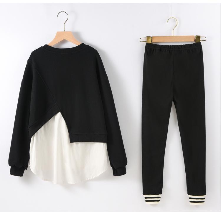 Lányok koreai stílusú aszimmetrikus pulóverkészlet – 2024 tavaszi/őszi kétrészes divatos gyerekeknek