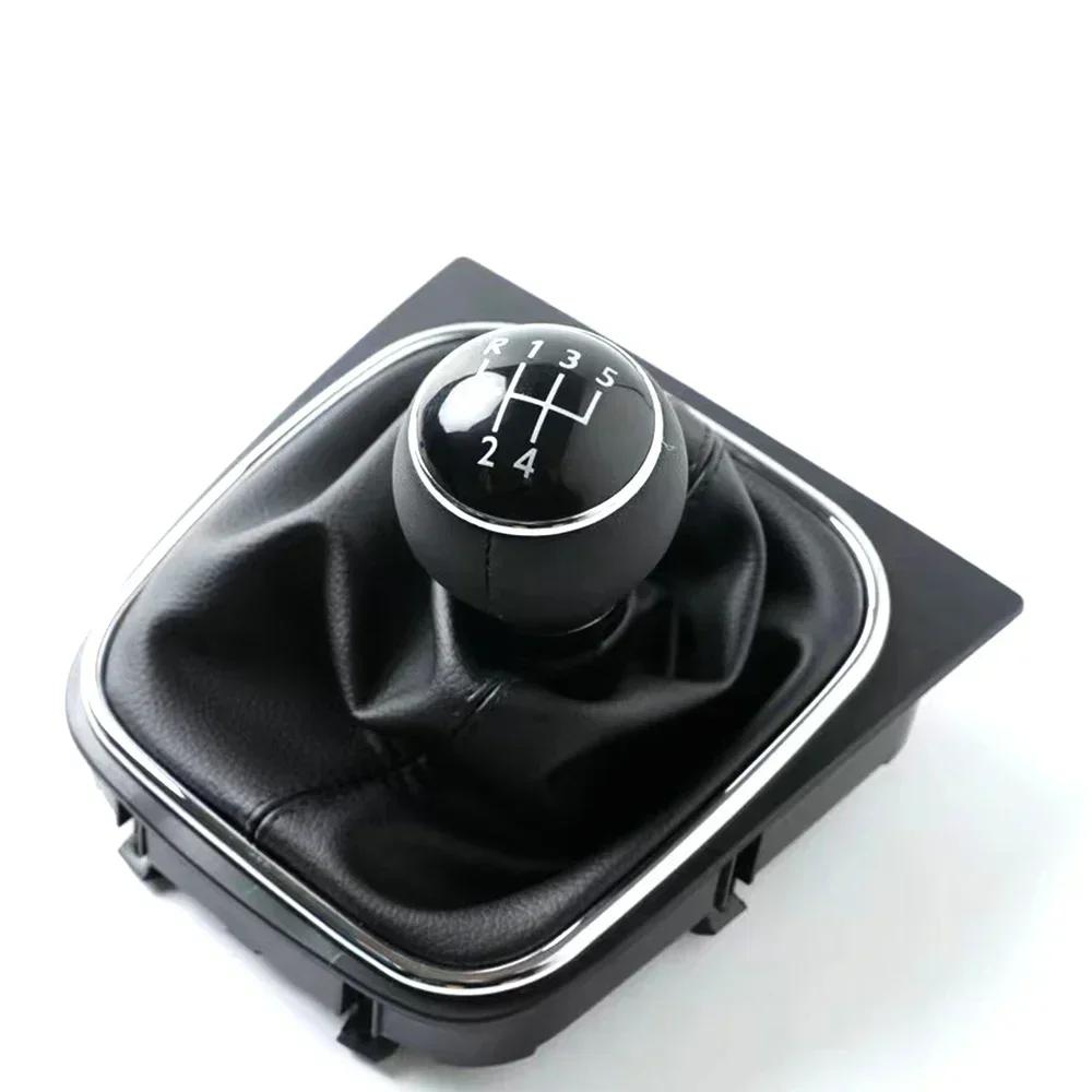 5/6-växlad växelspaksknopp med läderstövelkragefodral för Volkswagen VW Golf 5 V MK5 MK6 Jetta R32 2004-2014 Car-Stying