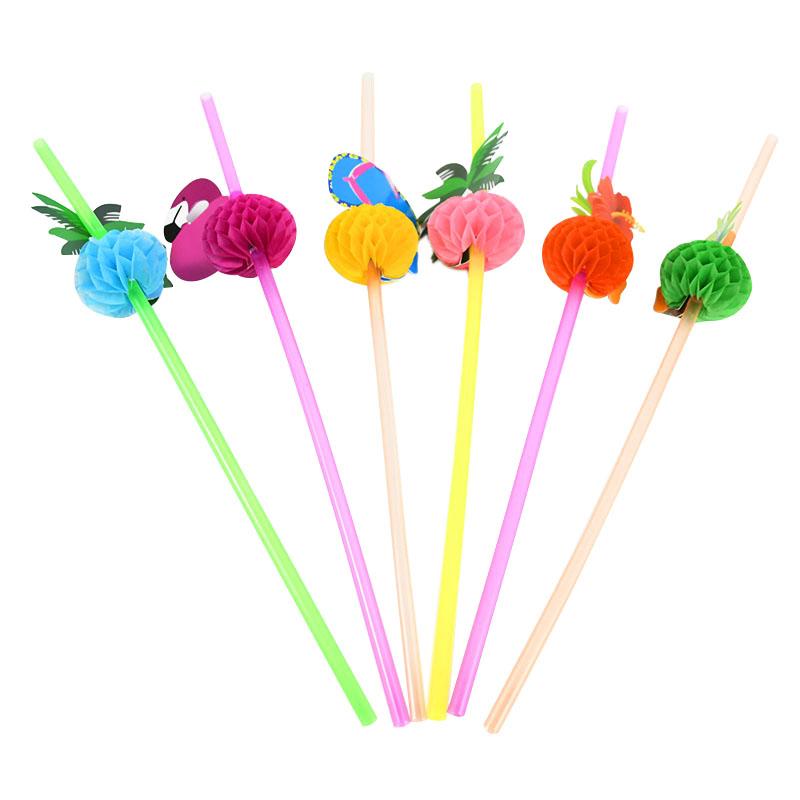 25/50Pcs Flamingo Pineapple Drinking Straws Hawaiian Beach Tropical Birthday Party Decoration Summer Pool Party Wedding Supplies