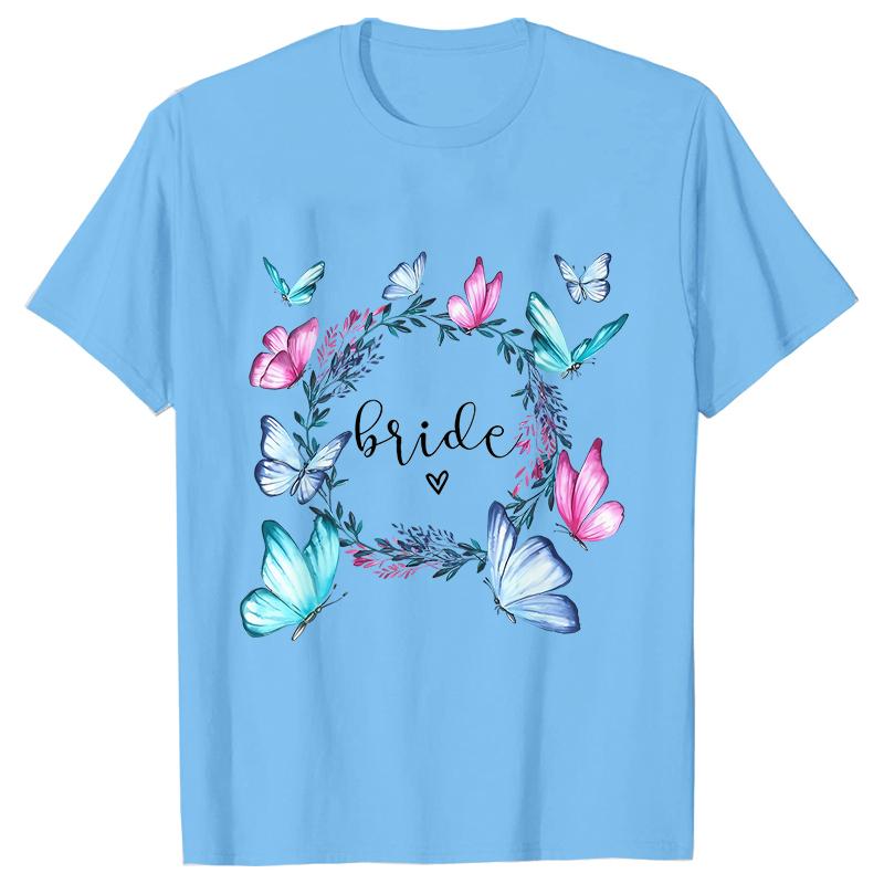 Fashion Bridal Wedding Party T-shirt Team Bride Bridesmaid Shirts Unisex’s Bachelorette Single Farewell Party Flower Wreath Tees