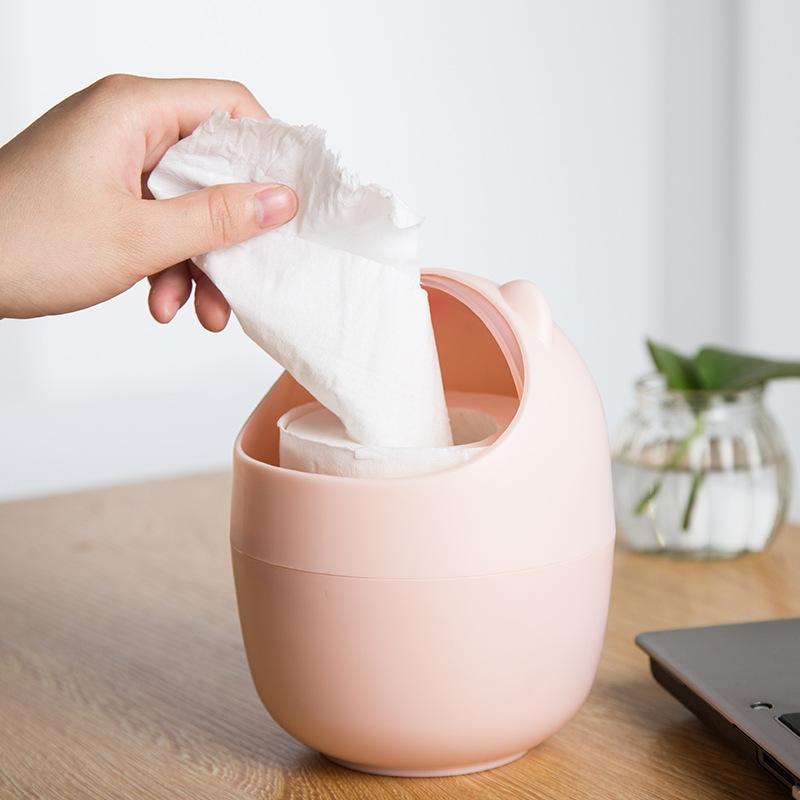 Mini Plastic Flip Top Desk Trash Can Office Home Simple Waste Bin Storage Container for Tissues