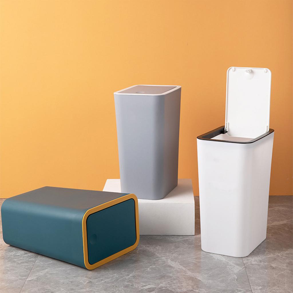 Plastic Push Top Waste Bin for Home and Office Use Durability Trash Can Waste Bin with Easy Press Lid for Any Room
