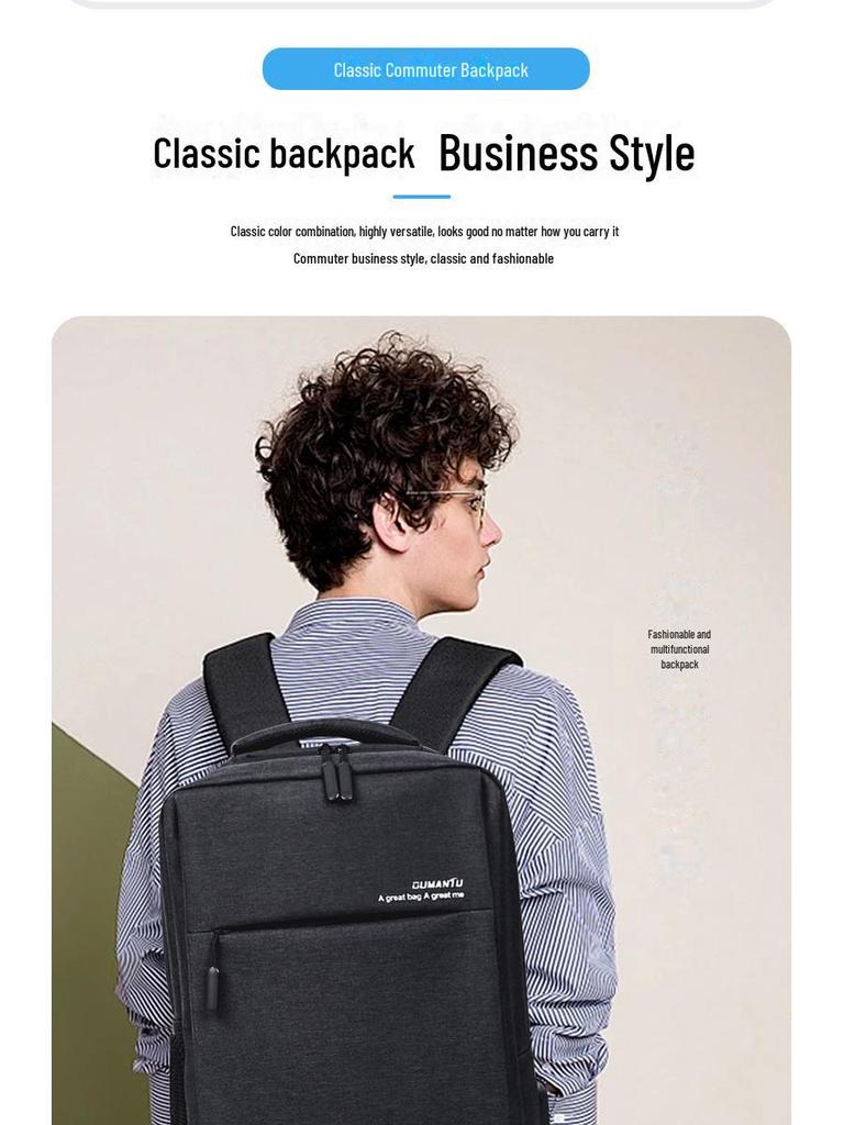 Men's High-End Fashion Waterproof Business Commuter Backpack with Large Capacity for Laptops and Travel