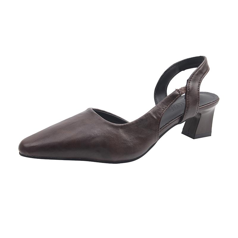 

Fashion Women s Sandals Sexy Pointed Toe Mid-heel Sandals 2025 New Fashion Women s Shoes Trend Dress Leather High Heels Elegant Party 40 шоколадный