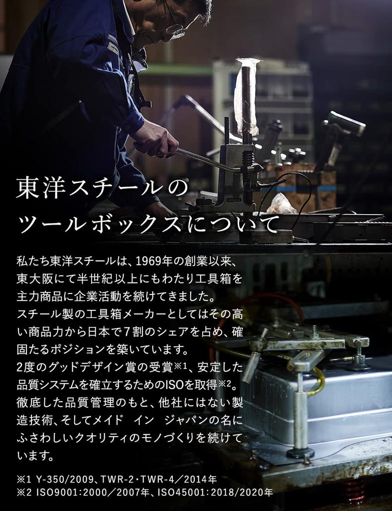 Toyo Steel (TOYO) Y-280 Steel Tool Box, Black (Approx. 30cm Wide x 16cm Deep x 12cm High), Made in Japan, Tool Box, Storage Box