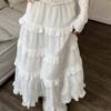 Hochwertiger weißer süßer Rock für Frauen im Sommer mit hoher Taille und A-Linie