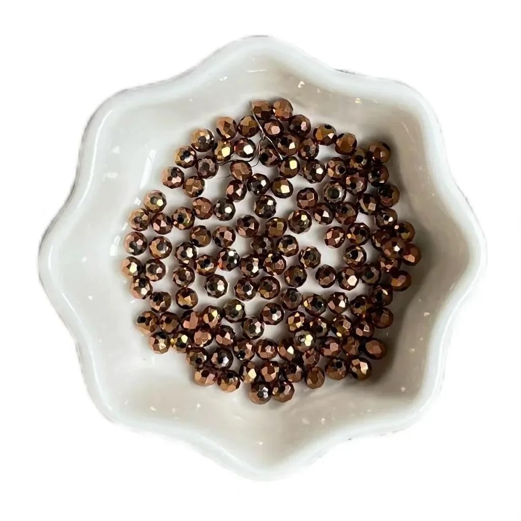 100pcs Czech Rondelle Crystal Beads AB Color Faceted Glass Beads Loose Spacer Beads for Jewelry Making DIY Necklace Accessories