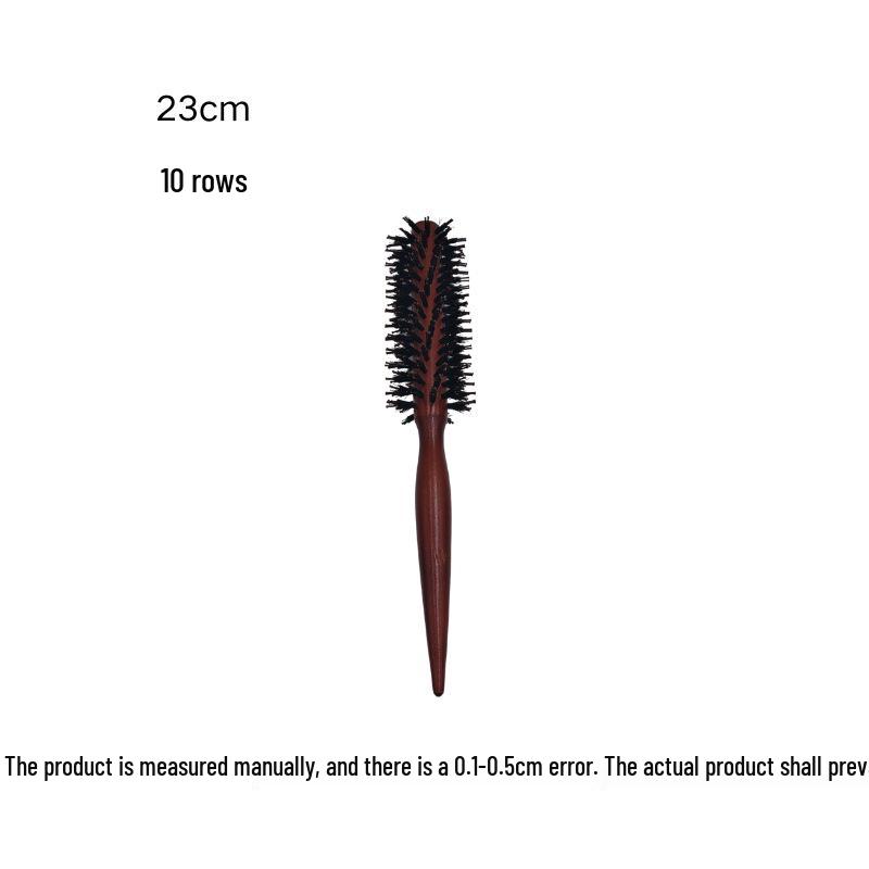 Premium Boar Bristle Round Curling Comb with Anti-Static Wooden Gourd Handle