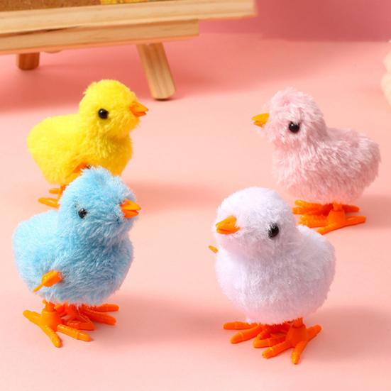 6Pcs Clockwork Toys Plush Chick Wind-up Toys Realistic Appearance Simulated Chick Figures Fluffy Chick Toys