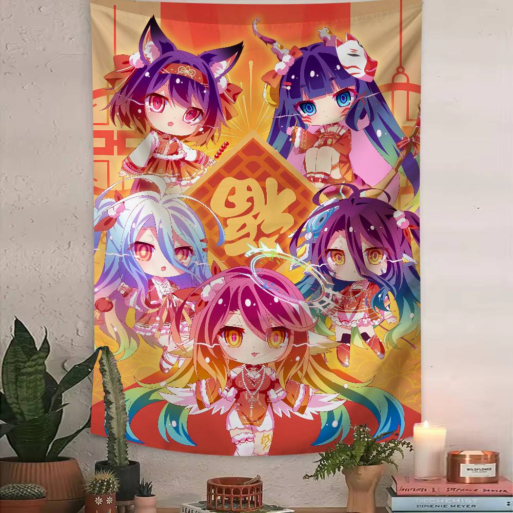Anime No Game No Life Tapestry Bohemian Tarot Hippie Wall Hanging Dorm Kawaii Shiro Girl LARGE Wall Art for Bedroom Living Room