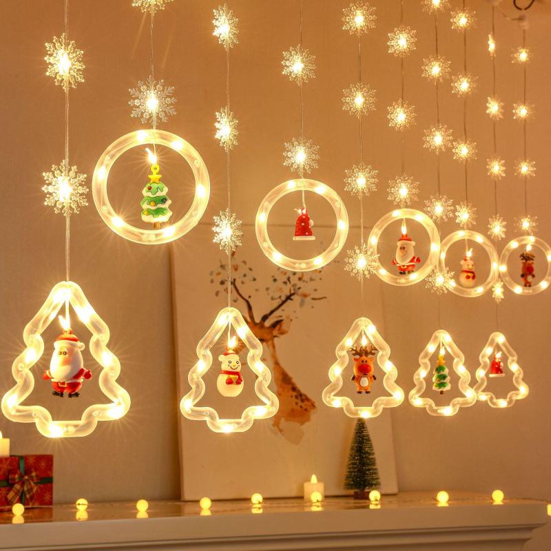 LED Christmas Star Curtain Lights - Festive Atmosphere with Wishing Ball & Flashing Colors