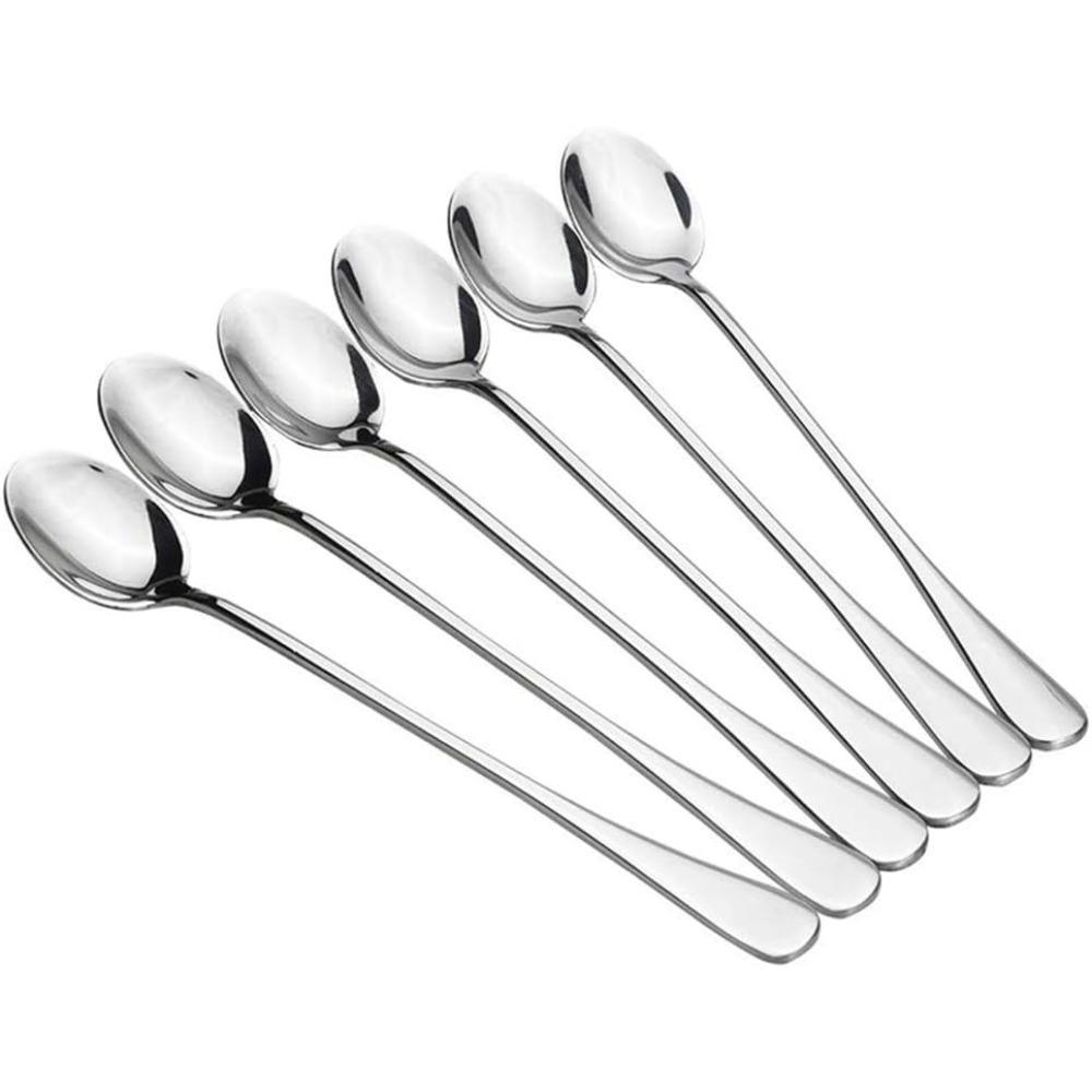 

6 Piece Stainless Steel Coffee Spoon Long Handle Ice Cream Dessert Tea Spoon 19.5x2.8 Cm Suitable for Picnic Tableware