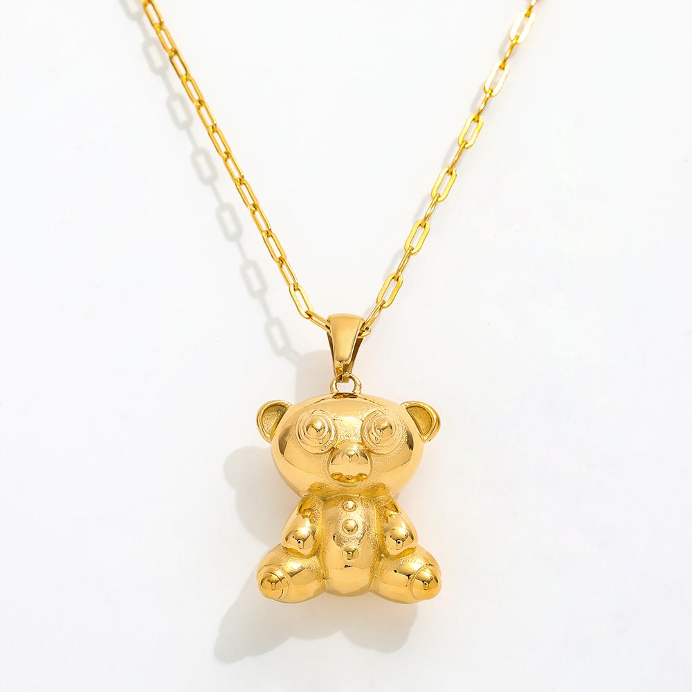 High-End Polish 18k Gold Plated Bear Animal Chain Necklace for Sweater Type
