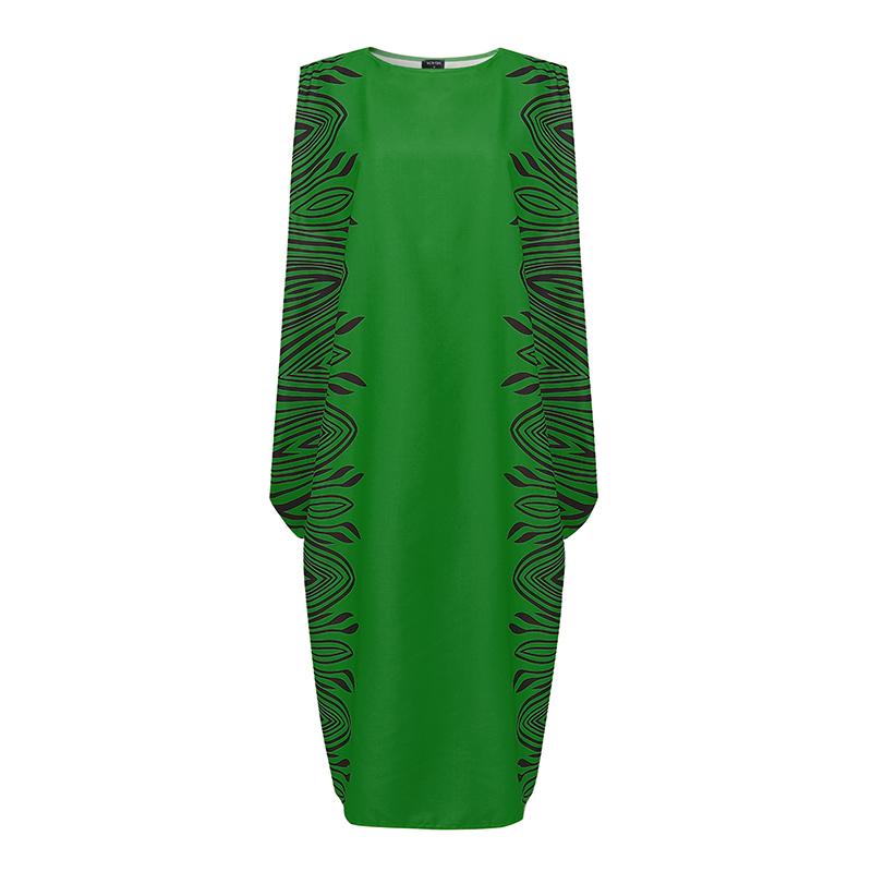 Plus Size Women Oversized Round Neck Sleeveless Print Casual Baggy Maxi Dresses