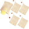 Set of 4 Cotton and Mesh Soap Bags In Beige 14 X 9 Cm with Carrying Bag