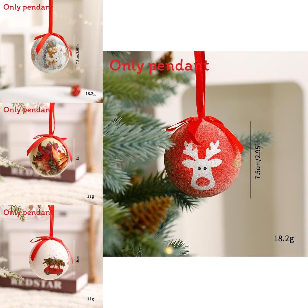 Christmas Theme Pattern Foam Ball Pendant Family Festival Decoration Props For Holiday Tree Decor And Festive Display