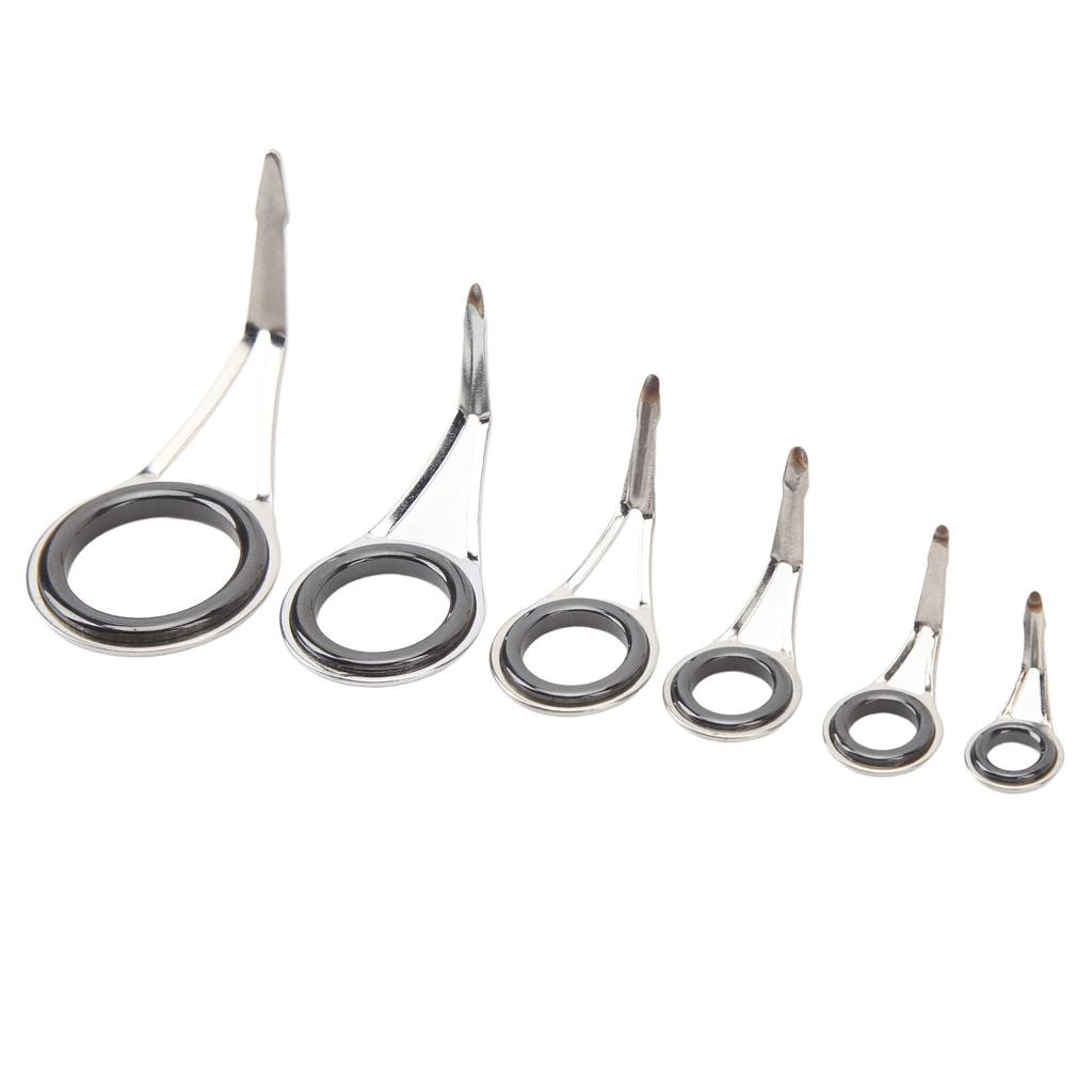 6PCS Rod Guide Rings Tip Repair Kit Stainless Steel Ceramic Various Size Fishing Accessory for DIY Rod Fishing Pole