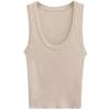 Fashion Style 2024 Autumn New Women's Clothing Plain Stitch Rib round-Neck Easiest for Match Shoulder Strap Sleeveless Tops 2142115