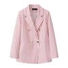 Blazer a Pied de Poule Blu e Bianco Stile Britannico da Donna con Bavero Elegante Cappotto Completo Nuova Collezione Outerwear per Performance
