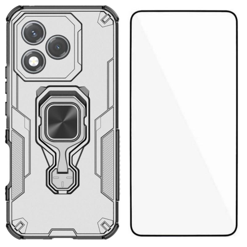 For Honor 400 Lite Phone Case WANLONFENG PC TPU Back Cover Kickstand with Tempered Glass