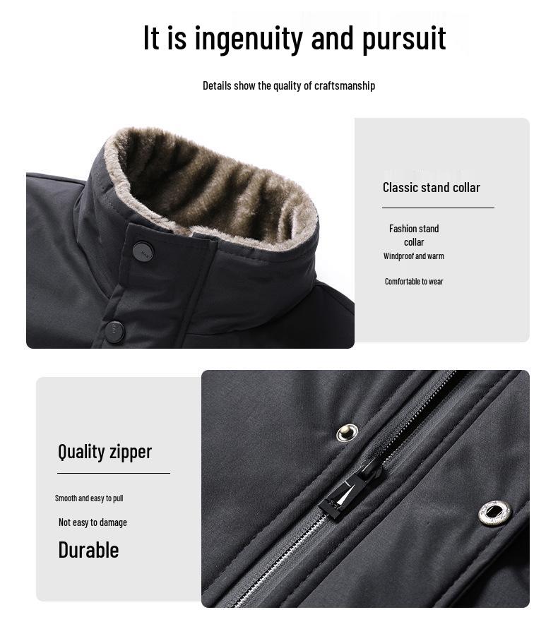 Men's Thickened Fleece-Lined Workwear Vest with Multi-Pockets for Autumn/Winter