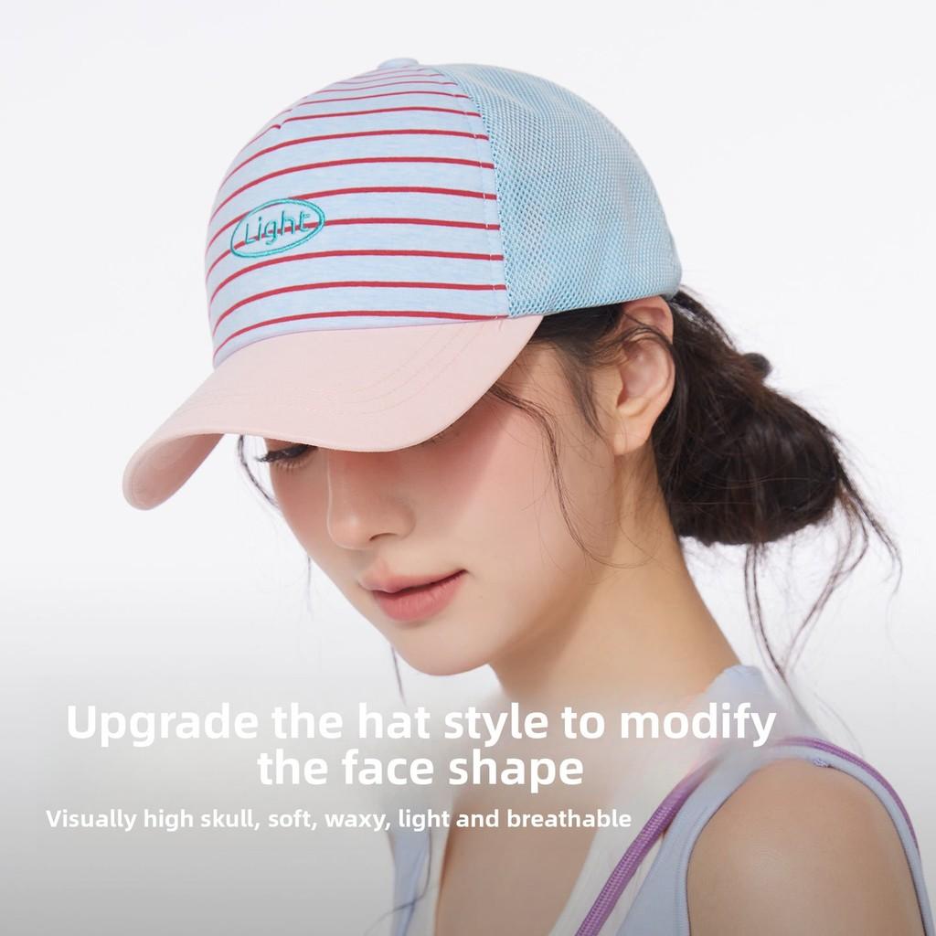Cotton Striped Colorblock Baseball Cap With Embroidery For Casual Summer Sun Protection