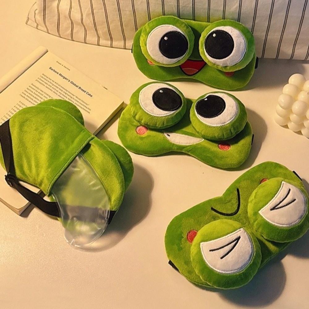 Adjustable Frog Sleep Mask Plush Sleeping Aid Eye Mask Frog Blockout Light Eye Cover  Airplane