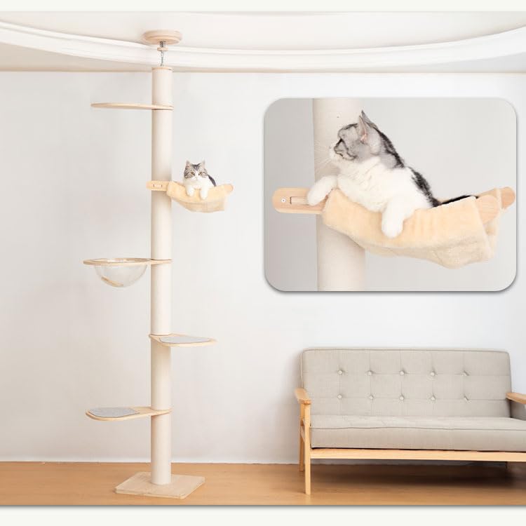 PETTIFUL Hammock Cat Tension For Tree Cat Cat Thick For Large and Medium Space Spaceship Scratching For Multiple Natural Cotton Cord Cotton Cord [Free