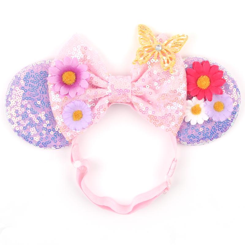 Disney Mausohren Verstellbares Elastisches Stirnband Für Baby Erwachsene Pailletten 5" Schleife Haarband Festival Party DIY Haarschmuck