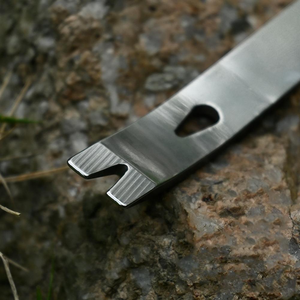 Multi-Function Stainless Steel Curved Pry Bar Scraper Wire Winder Outdoor Camping EDC Pocket Tool