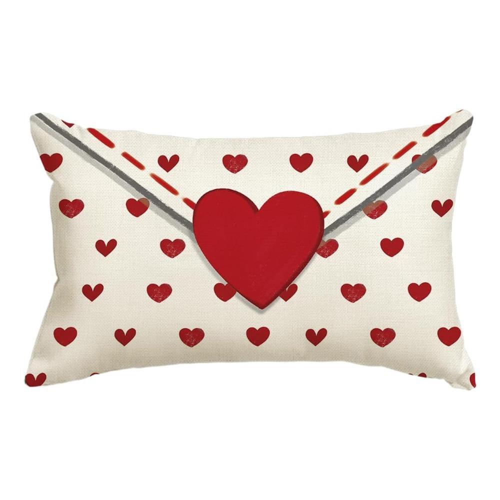 Fashion Red Heart Envelope Throw Pillow Cover Polyester Soft Wedding Cushion Case Pillowcase Decoration for Sofa Couch