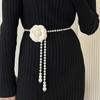 Women Floral Waist Chain Accessories 110cm Fragrant Flowers Pearl Belt Decorative Skirt Sweater Stylish Waist Chain