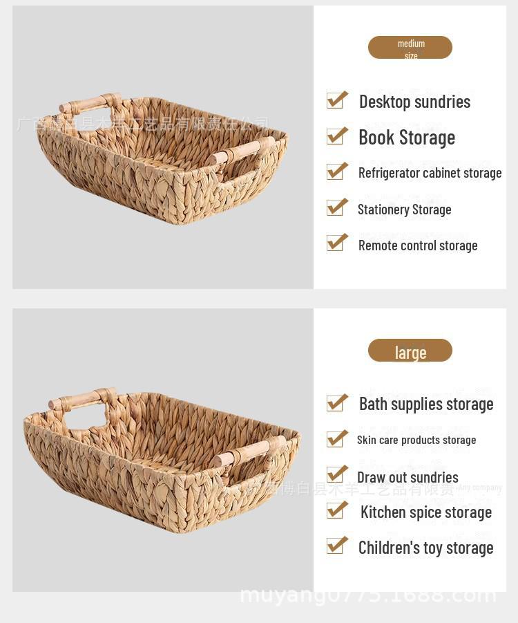 Rattan Woven Storage Basket Tray for Snacks & Sundries