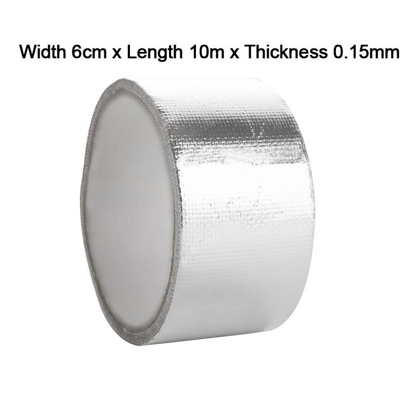 10 meter Glassfiber Aluminiumsfolie Tape HVAC Varmebestandig Tape Varmeskjold Termisk Barriere Selvklebende Varmereflekterende Tape