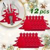 12 Pack Christmas Felt Utensil Holders Red Green With Star For Holiday TableDecor FamilyDinners Parties Festive Dining Tableware
