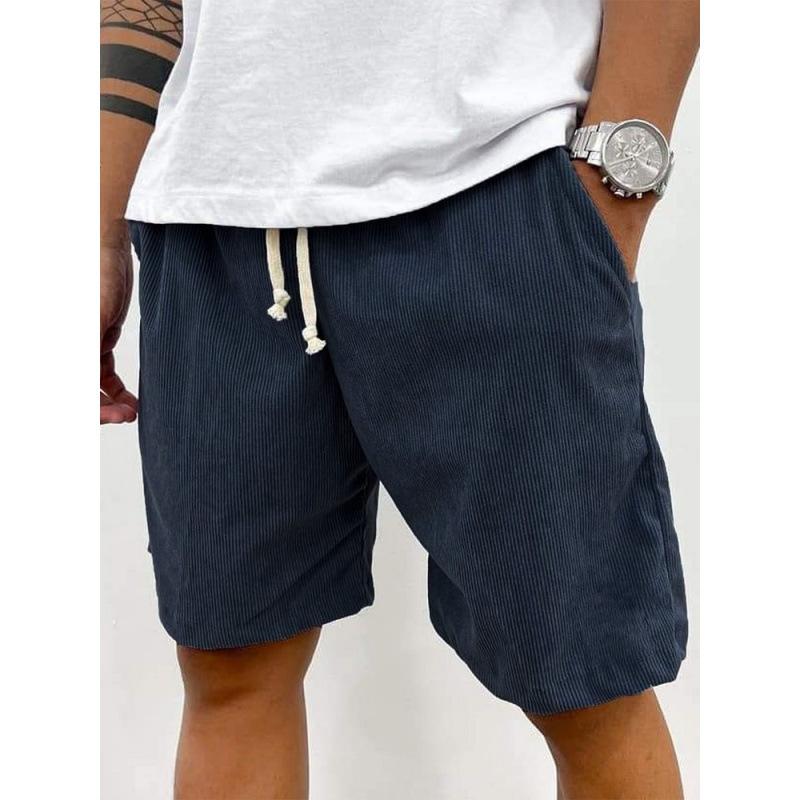 Summer New Men's Casual Comfortable Drawstring Corduroy Retro Shorts