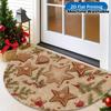 1Pcs Gingerbread Holly Semi Circle Welcome Doormat Non-Slip for Outdoor Patio Porch Kitchen Bathroom Entryway Floor Mat