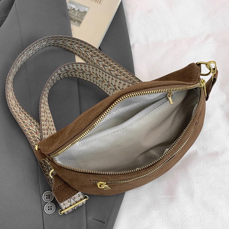 Fashion Simple Woman Waist Bag Suede Leather Chest Pack Luxury Belt Bag phone Purse Leisure Ladies Shoulder Crossbody Bags