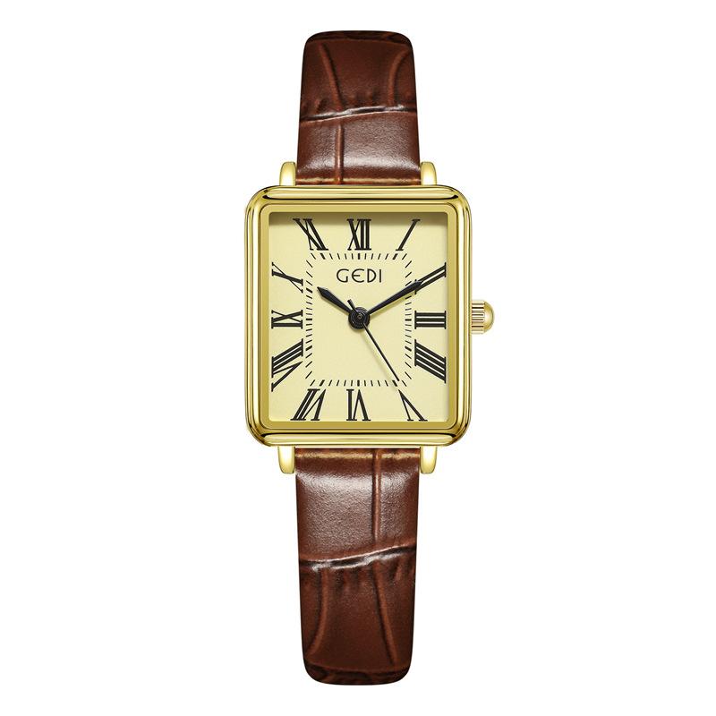 Vintage Roman Scale Women S Watch Simple Square Plate Belt Watch Women S Waterproof Quartz Large Dial Watch