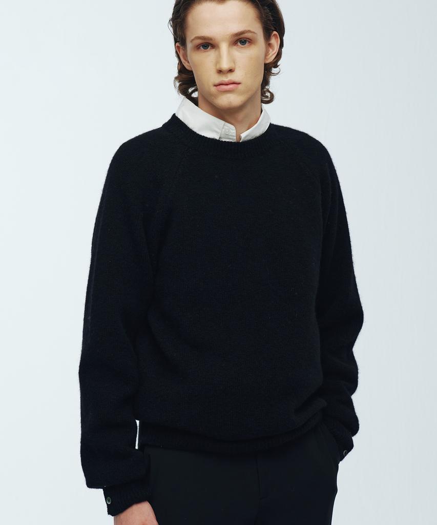 KNITTED Shaggy Dog 100% Wool Round Knit Black
