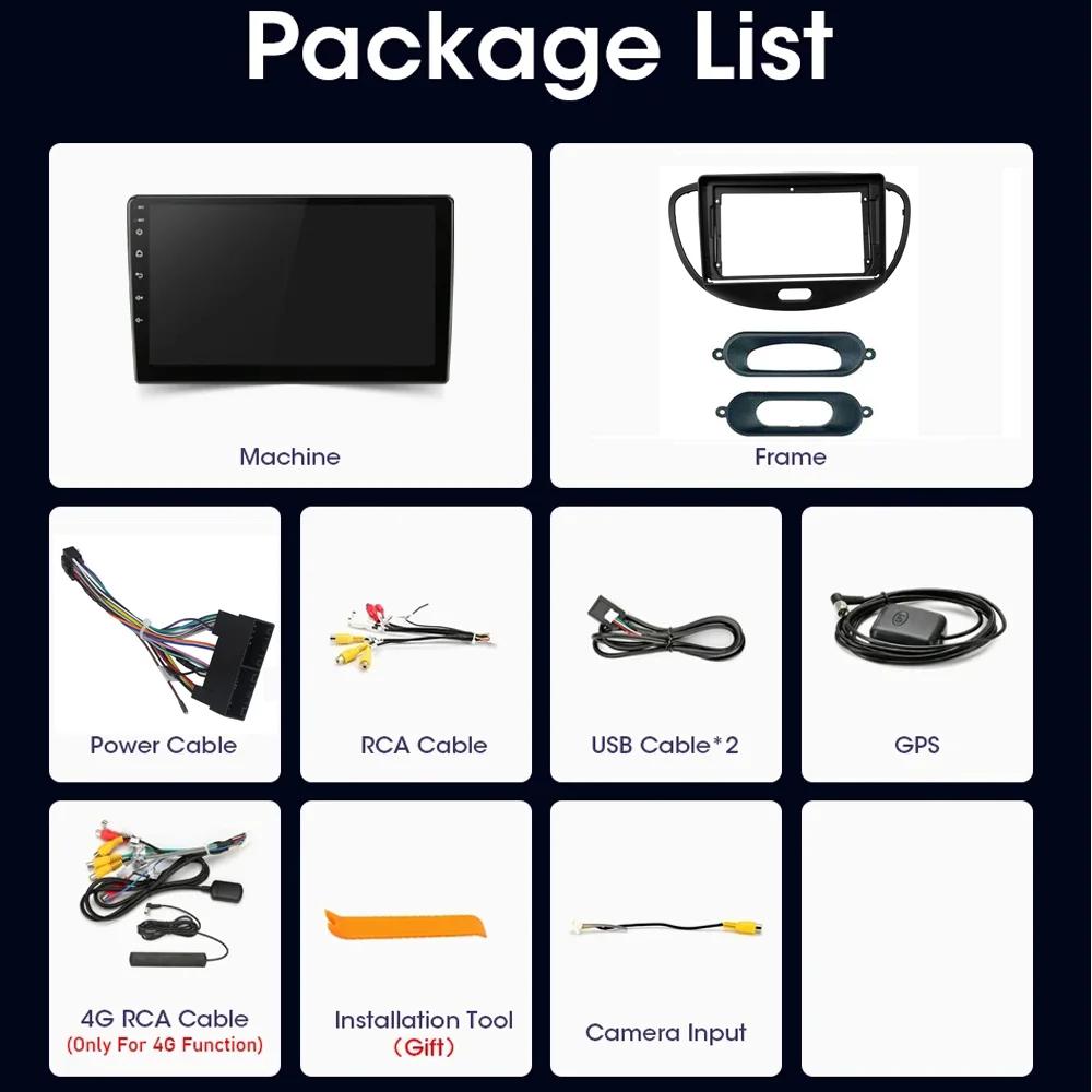 4G WIFI Android 12 Car Radio For Hyundai Grand I10 2008-2012 Multimedia Video Player GPS Navigation BT Carplay Auto Head Unit