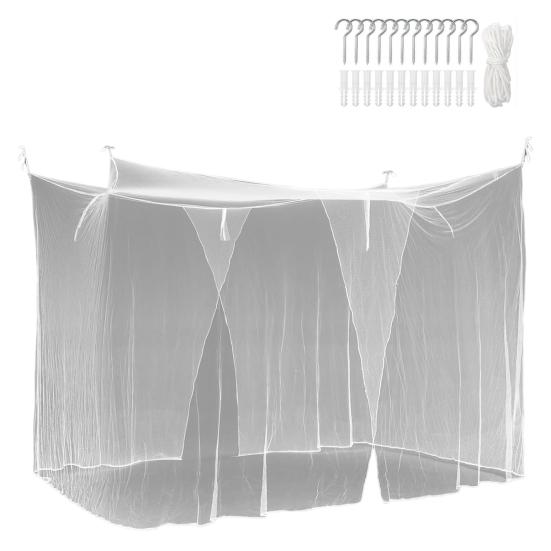 

2 Pcs Mosquito Net for Bed Patio 4 Corner Mesh Canopy Large Mosquito Net with 2 Side Openings Hooks for Camping Dormitory Home Outdoor S білий