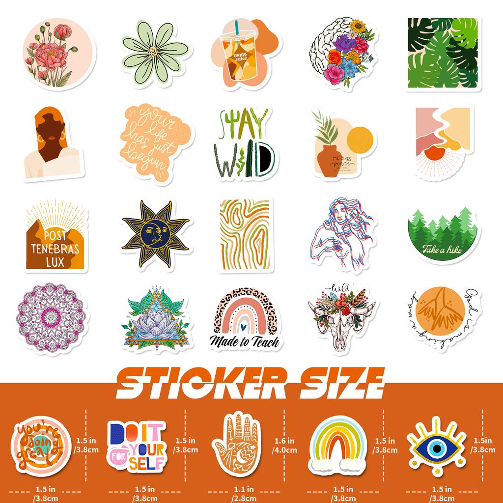 T01040773 Clearance 100 Small Size 4Cm Leaves Bohemian Stickers Vintage Aesthetic Art
